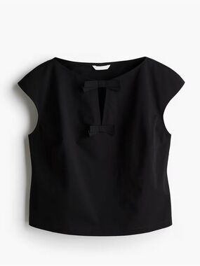 H&M Black Bow-Accent Cap Sleeve Tank